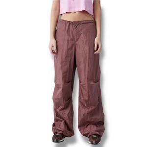 PACSUN Mauve Nylon Parachute Wide‎ Leg Jogger Drawstring Pants Medium | EUC